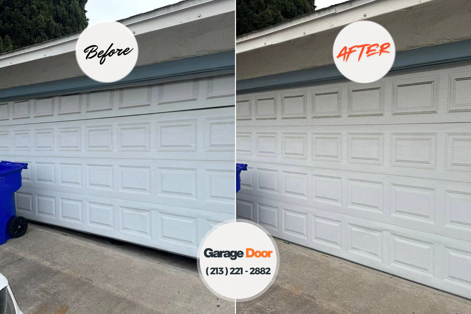Before and after: garage door repair Keuka Park, NY